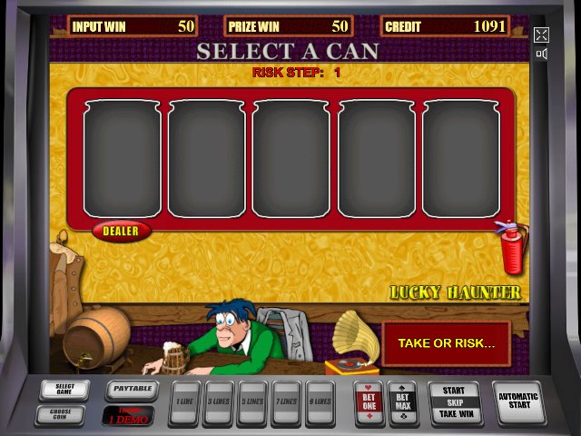 Рискованный раунд в слоте Пьяница Риск-игра в автомате Lucky Hunter